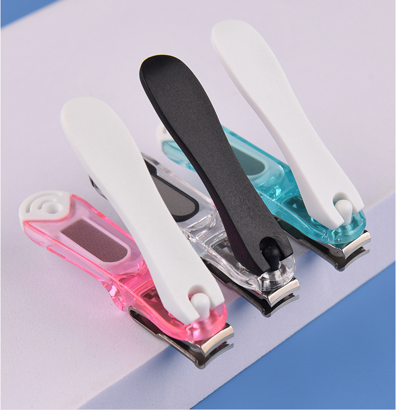 New convenient stainless steel 360 degree rotating nail clipper with multifunctional built-in matte file flat mouth nail clipper