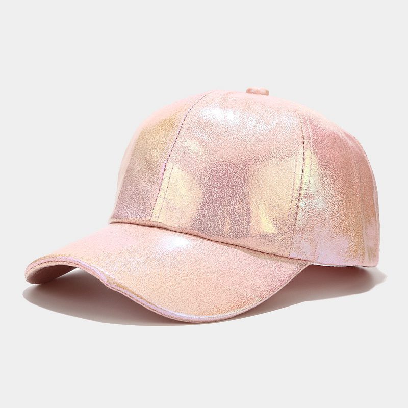 Europe and the United States pleated PU baseball cap men and women street trend colorful laser cap