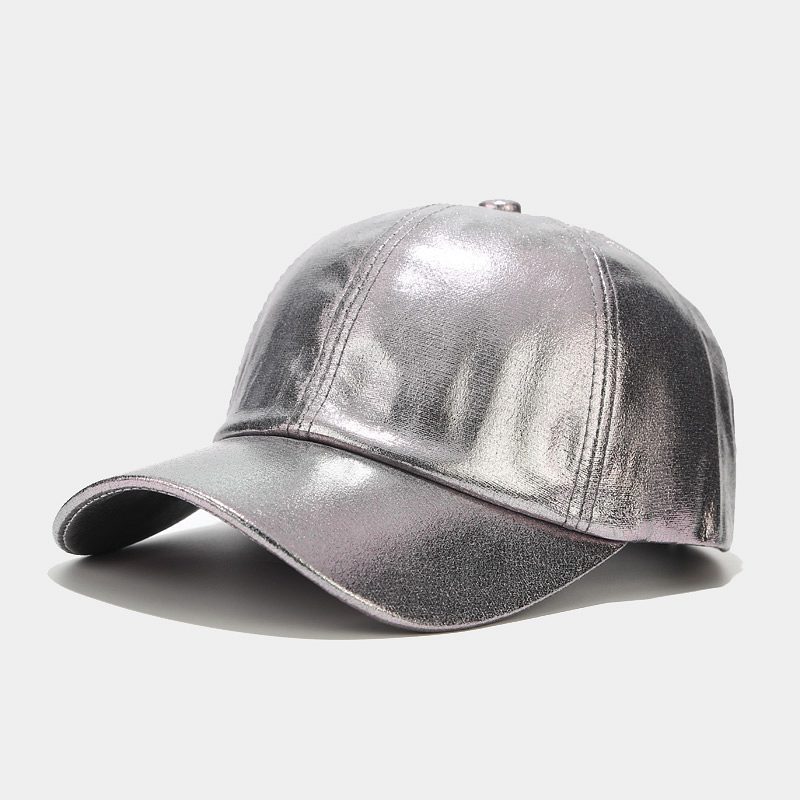 Europe and the United States pleated PU baseball cap men and women street trend colorful laser cap