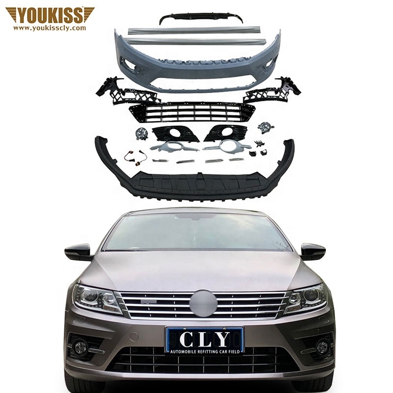 Automotive Body Parts Car Bumper For Volkswagen CC Upgrade R-Line PP Body Kits Grille Side Skirt Flog Lamp Frame Rear Diffuser