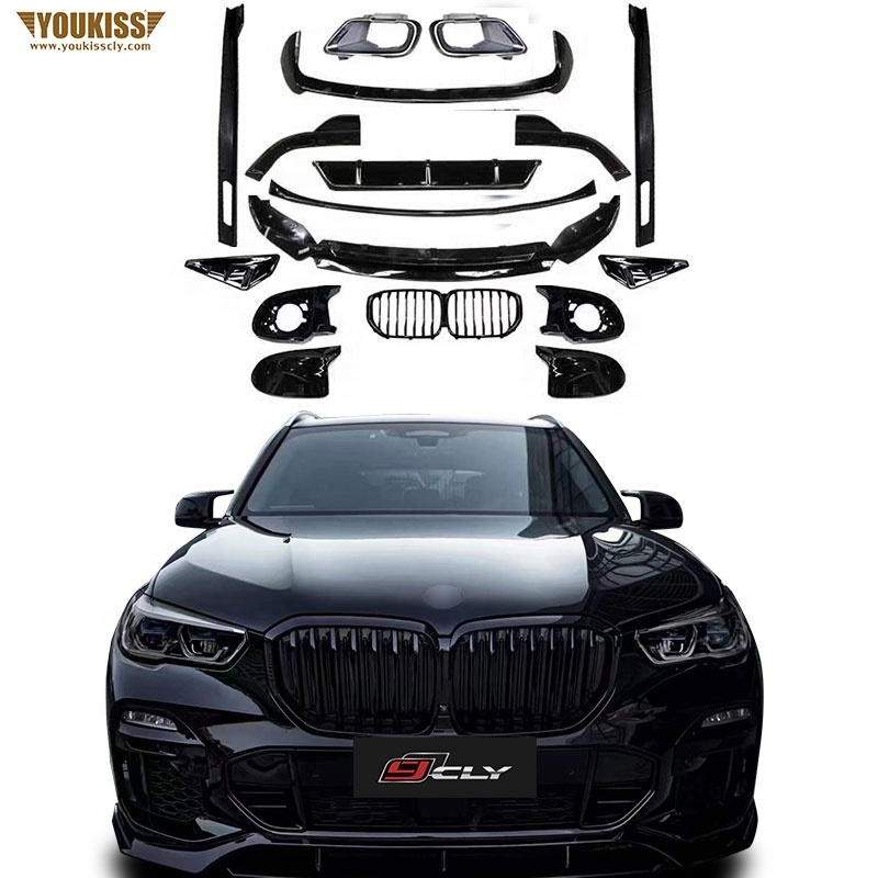 Genuine Black Warrior For BMW X5 G05 Body Kits Bright Black Front Rear Lips Side Skirt Grille Spoiler Fenders