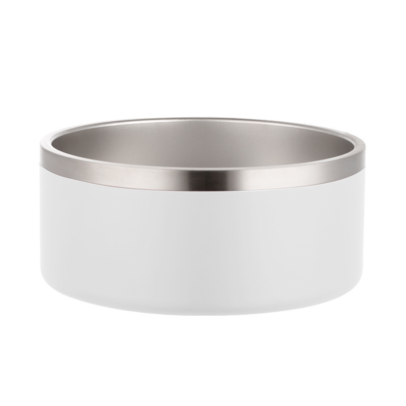 Source manufacturer spot stainless steel round dog basin, double-layer vacuum feeding pet bowl, large capacity dog food bowl