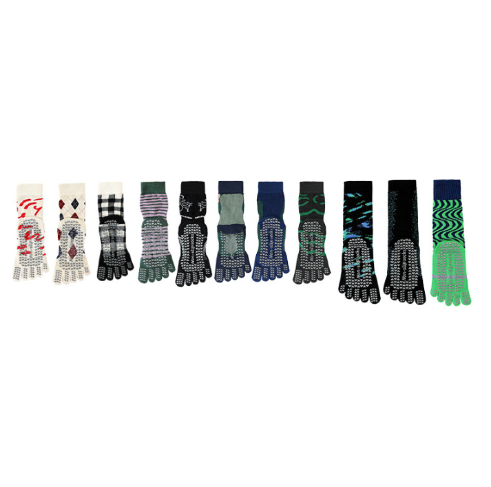 Summer mid-calf Pilates non-slip sports wholesale dot glue five fingers long yoga socks for women