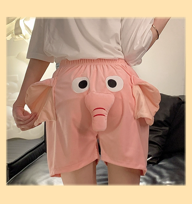 Cute flying three-dimensional elephant nose cartoon pig pig creative plush home couple men and women shorts