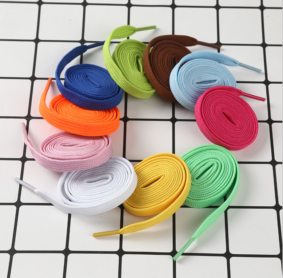 Youki custom AJ fashion good quality double layers flat shoe lace 1cm wide 0.5-1.2m length wholesale Polyester shoelace