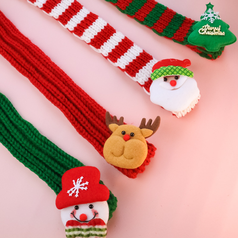 Winter warm santa claus christmas tree christmas knitted scarf pet accessories for cats and dogs