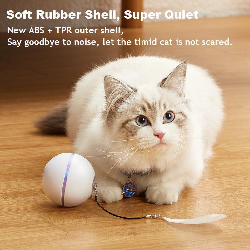 New cat toy ball with feather accessories irregular motion Led flash ball usb charging fun cat ball self hi cat toy