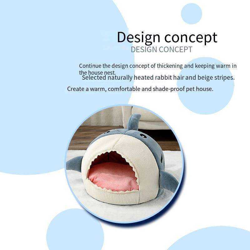 Cat bed dog bed dog kennel net red warm semi-enclosed shark cat kennel mat pet supplies cat house wholesale