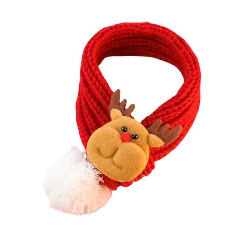 Winter warm santa claus christmas tree christmas knitted scarf pet accessories for cats and dogs