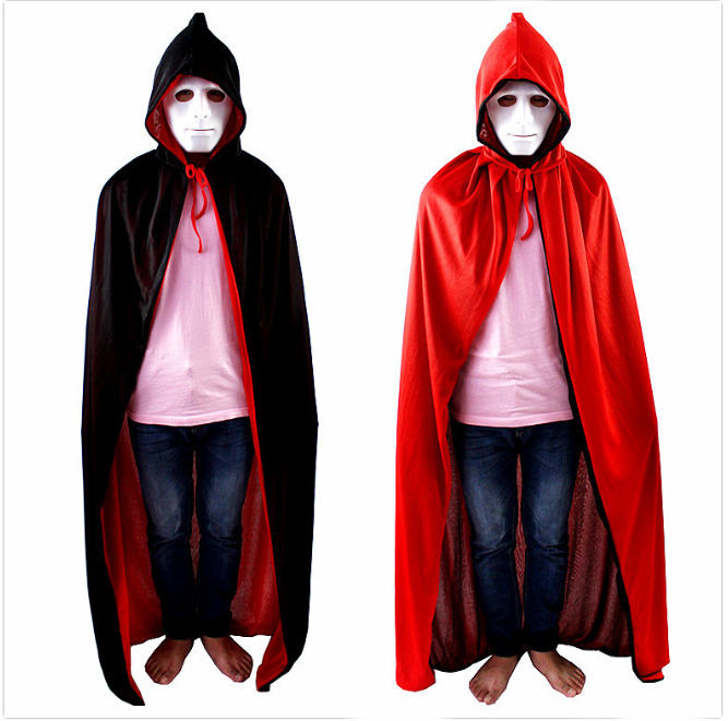 Halloween single layer black adult party cos death vampire witch dress up kids cape