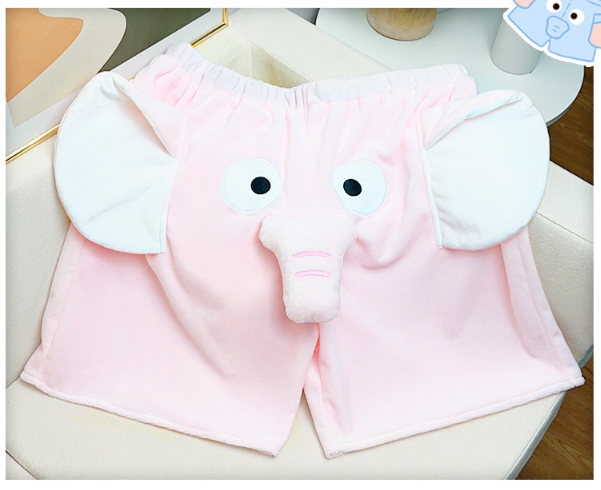 Cute flying three-dimensional elephant nose cartoon pig pig creative plush home couple men and women shorts