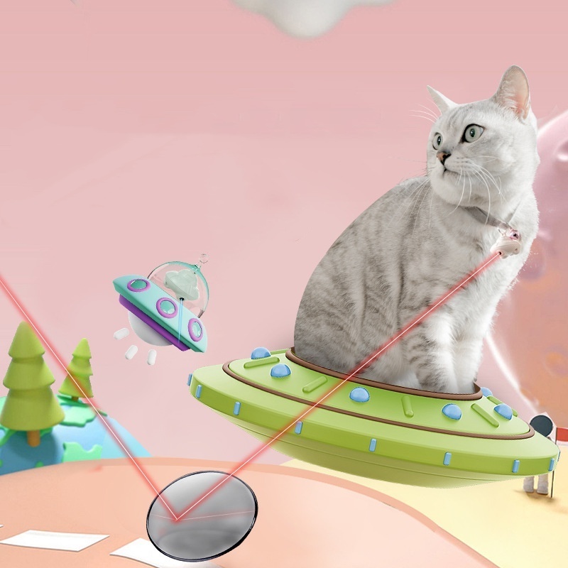 Pet wear Laser cat toy Pet Interactive self High collar UFO spaceship charging infrared pet toy