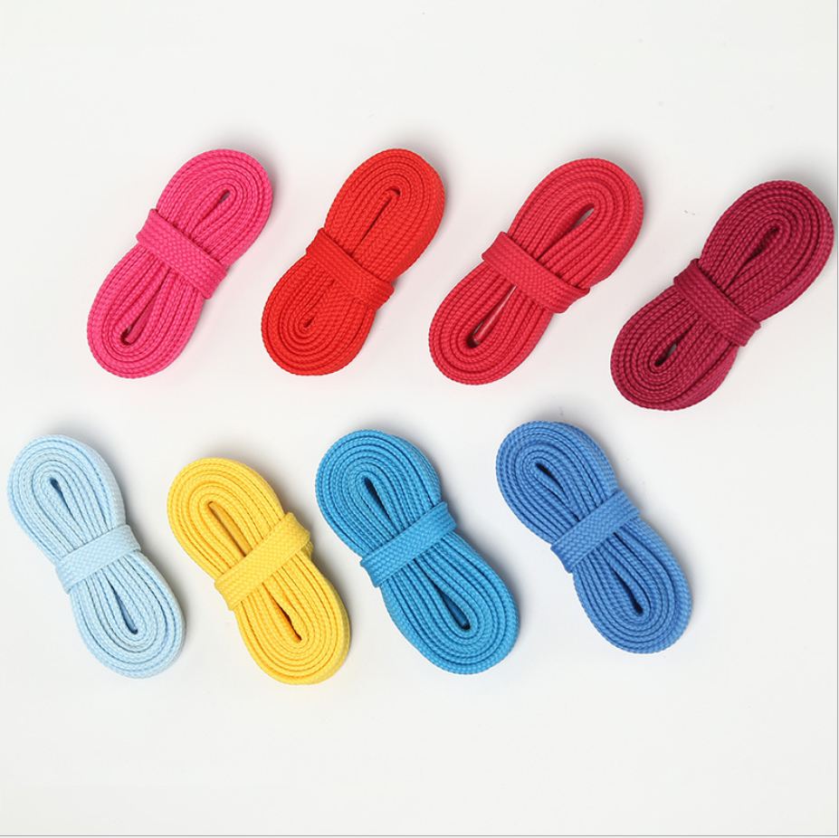 Youki custom AJ fashion good quality double layers flat shoe lace 1cm wide 0.5-1.2m length wholesale Polyester shoelace