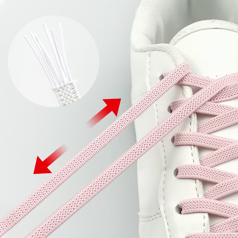 Custom elastic flat lazy stretch no tie shoelaces with lock for kids and adult