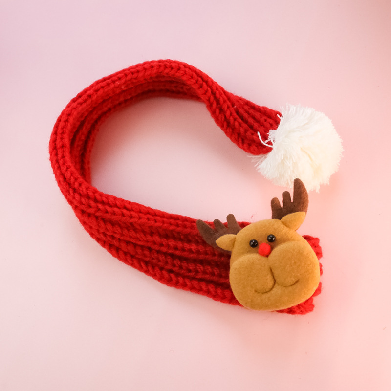 Winter warm santa claus christmas tree christmas knitted scarf pet accessories for cats and dogs