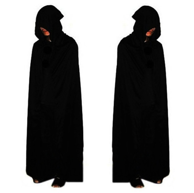 Halloween single layer black adult party cos death vampire witch dress up kids cape