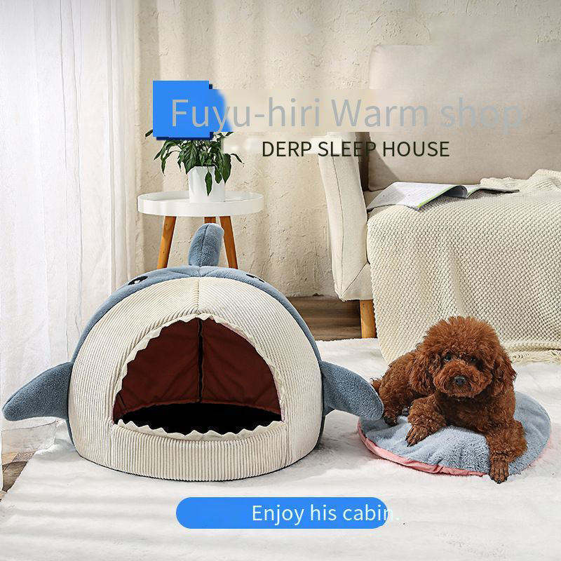 Cat bed dog bed dog kennel net red warm semi-enclosed shark cat kennel mat pet supplies cat house wholesale