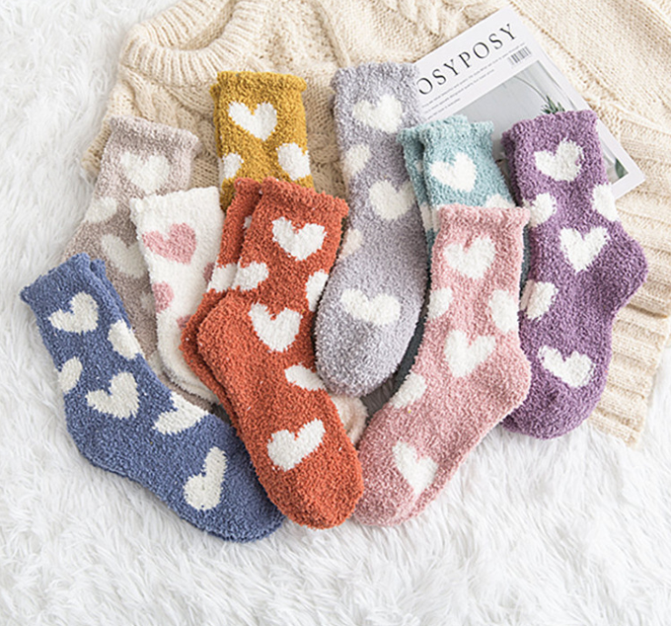 Youki  winter woman thick cozy warm socks coral velvet floor sleeping socks