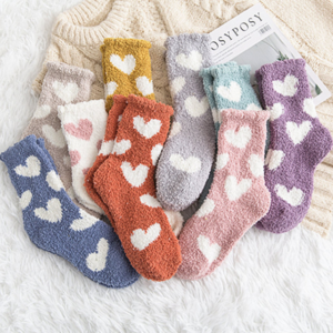 Youki  winter woman thick cozy warm socks coral velvet floor sleeping socks