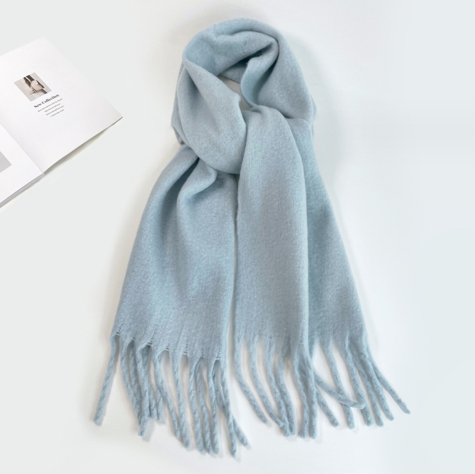 Youki Autumn and Winter Seahorse Hair Versatile High Grade Feel Wearing Plush Solid Color Scarf for Women