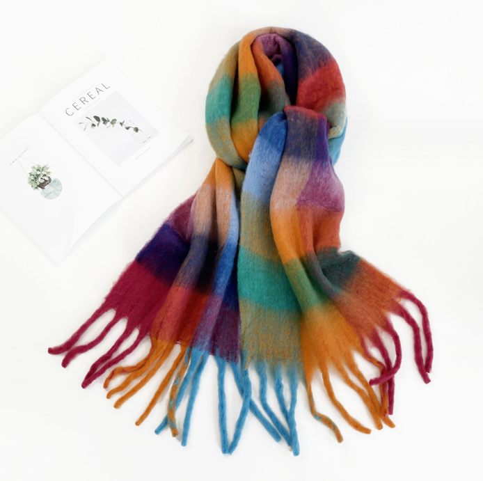 Youki Autumn and Winter Seahorse Hair Versatile High Grade Feel Wearing Plush Solid Color Scarf for Women