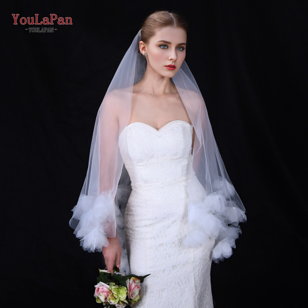 YouLaPan V204 Popular Girls Lace Veil White Flower Edge Ladies Evening Dress Shawl Party Wedding Coat Women's Cape