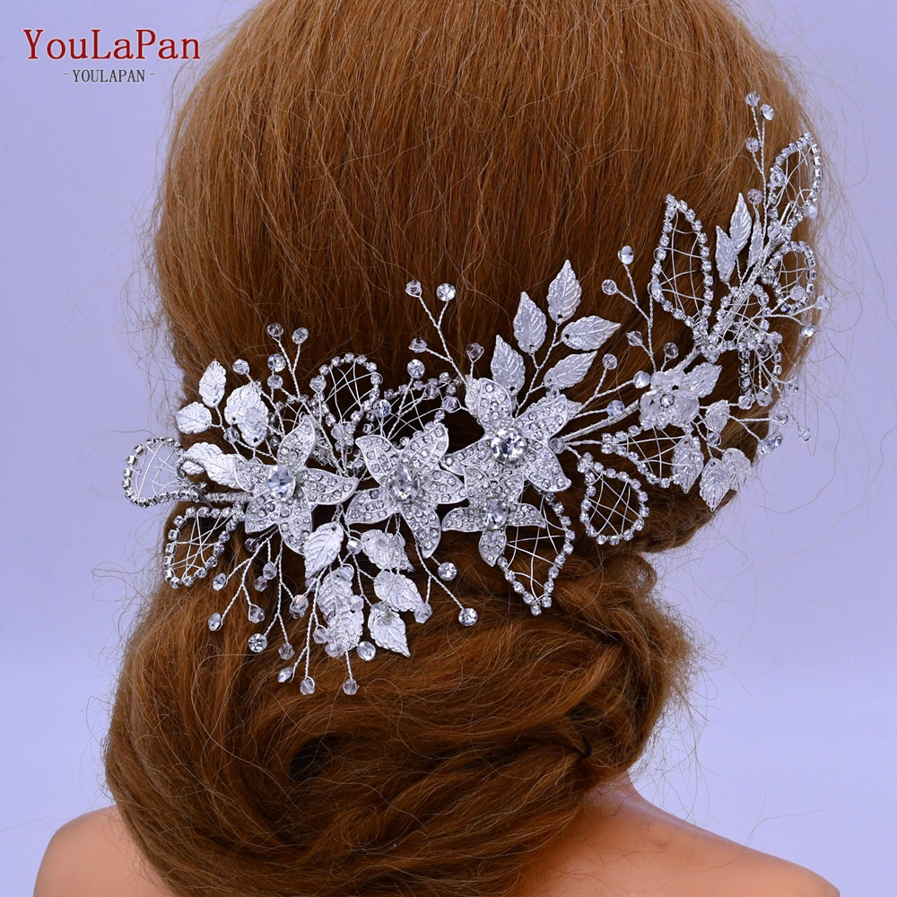 Youlapan HP282 Alloy Rhinestones Headpiece Pageant  Wedding Hair Accessories Bridal Headband Women Leaf Flower Hair Jewelry