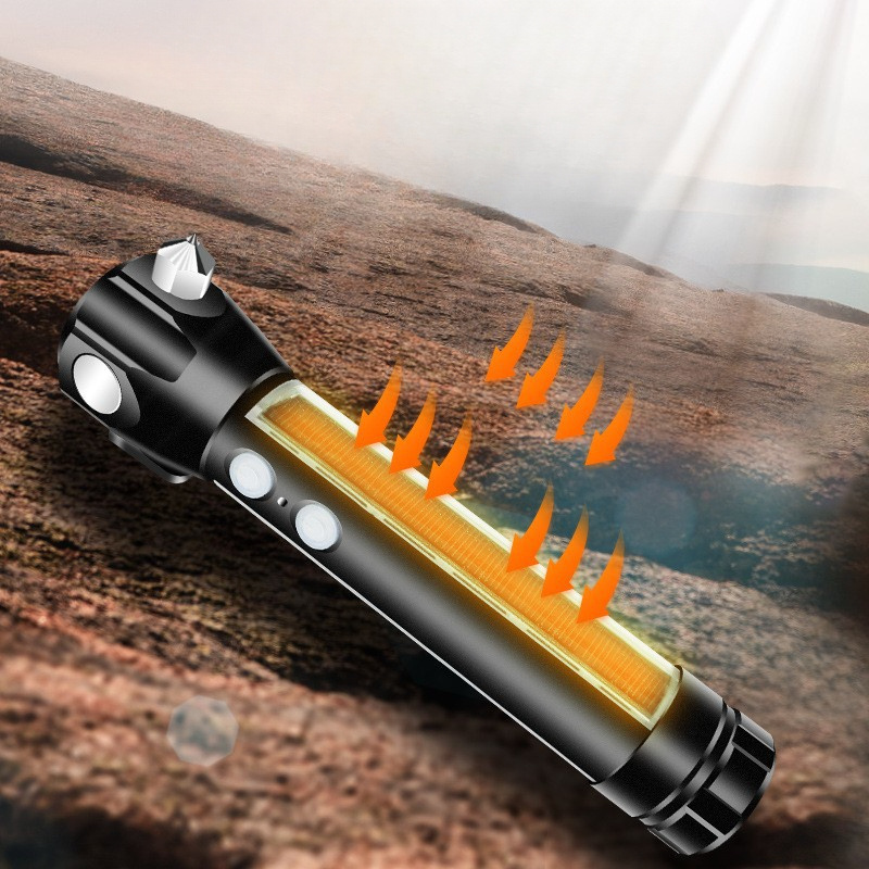 Multi-function Explosion-proof Flashlight Magnetic Solar Energy Car Self-rescue Escape Hammer Emergency Survival Flashlight