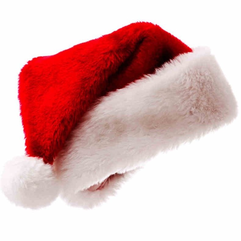 2024 Hot Selling Red Christmas Hat Warming Plush Christmas Hat Decoration High Quality Xmas Hat Cap