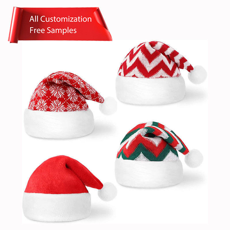 Manufacturers Custom Christmas Hat 2022 New Plush Cute Christmas Hat Adult Child Christmas Hat Wholesale