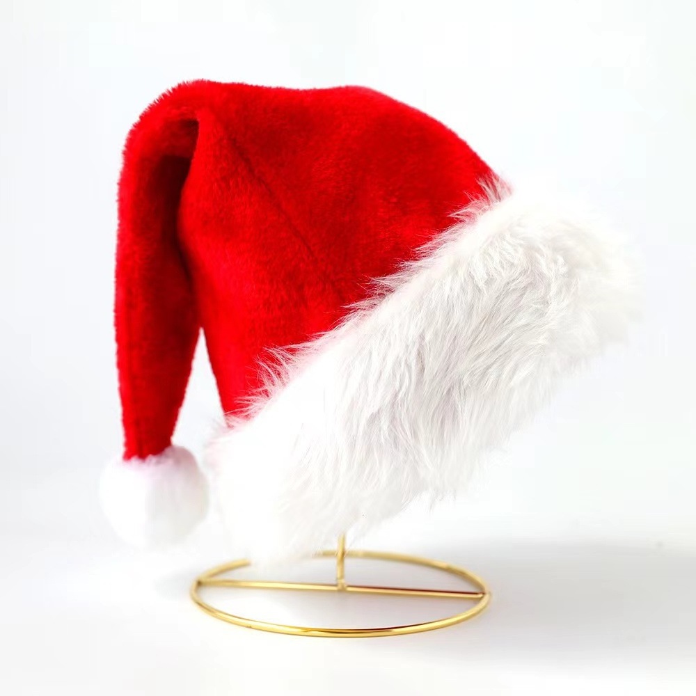 2024 Hot Selling Red Christmas Hat Warming Plush Christmas Hat Decoration High Quality Xmas Hat Cap