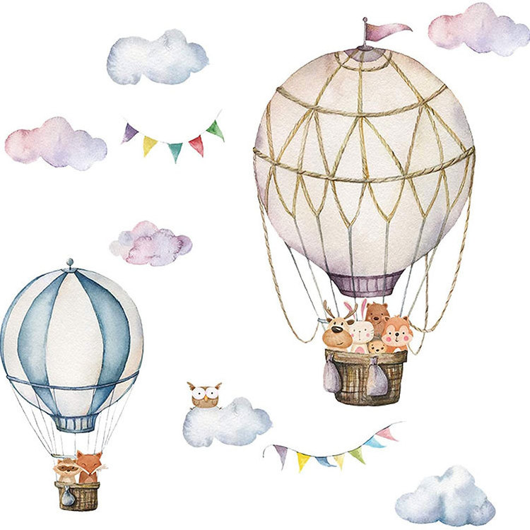 Hot Air Balloon Wall Decals for Kids Room Living Room Promotional Self-adhesive Removable Home Decor Wall Stickers