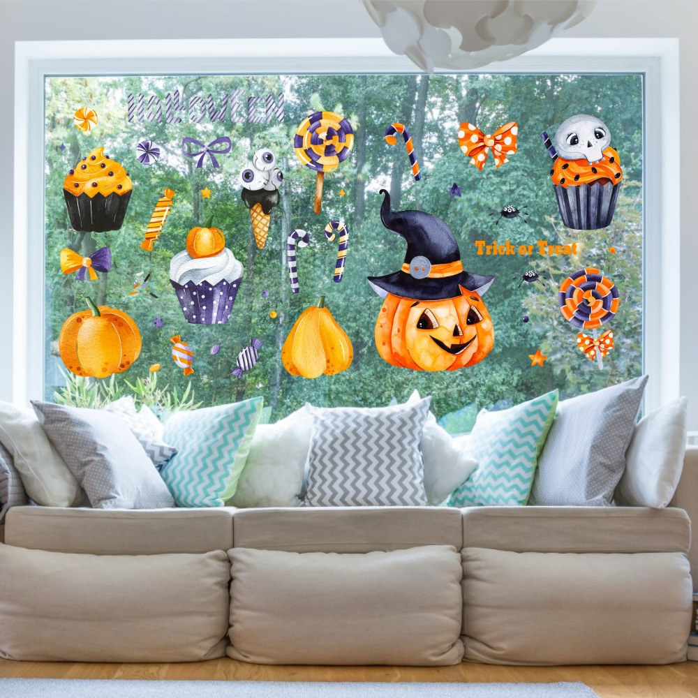 Windows mirror wall decoration halloween 3D cartoon stickers set PVC decorative sticker Home decor sticker