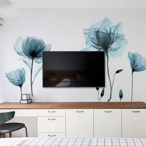 3D Custom Lotus Blossom Flowers Floral PVC Wall Stickers Decals Art Decor for Living Room