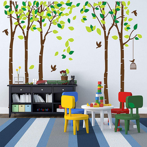 Family Large Trees Wall Decal Kids Room Nursery Birds and Birdcage Wall Sticker for Bedroom Living Decoration