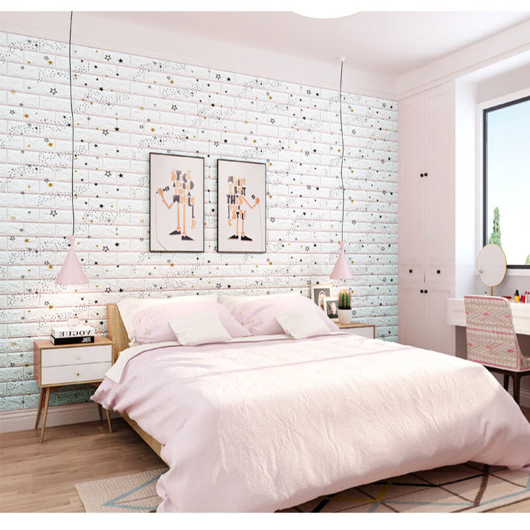 New design self-adhesive 3d stereo foam brick wallpaper wall stickers with pattern for living room and kids room decoration