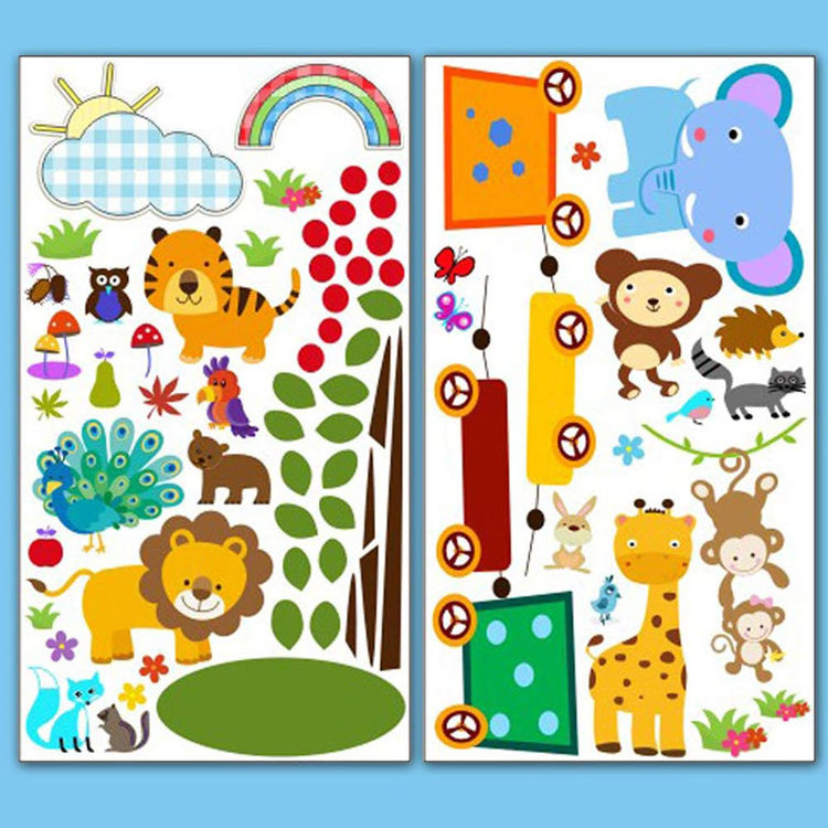 Animal Art Wall Stickers for Baby Kids Room Nursery Classroom Playroom and Party Decorative Vinyl Stickers Wall Stickers