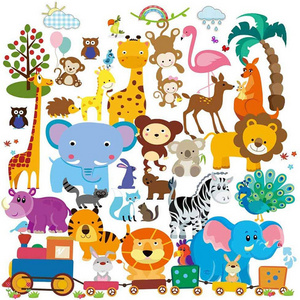 Animal Art Wall Stickers for Baby Kids Room Nursery Classroom Playroom and Party Decorative Vinyl Stickers Wall Stickers