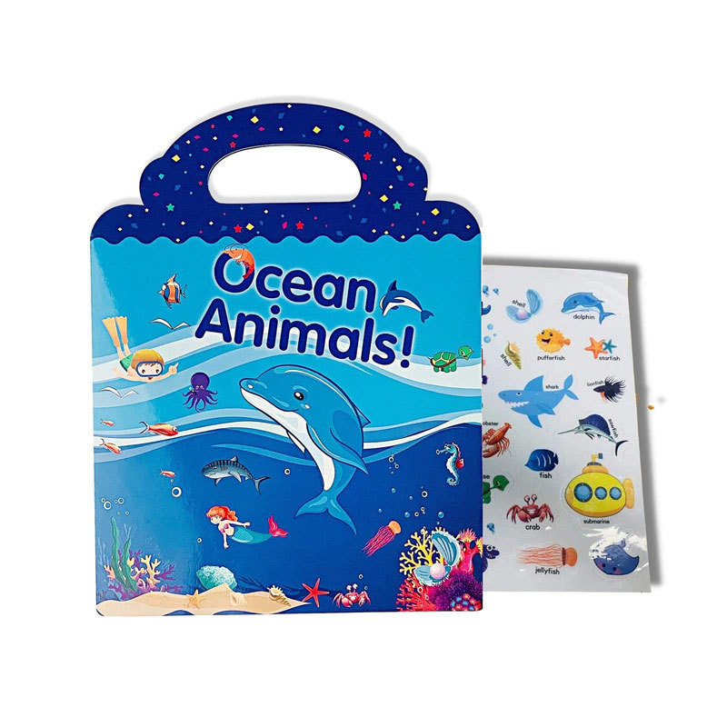 Custom theme based reusable washable kids decorative silicone TPE TPU sticker book for kids play