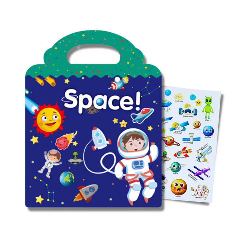 Custom theme based reusable washable kids decorative silicone TPE TPU sticker book for kids play