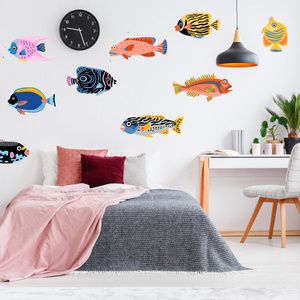 1pcs pack Wholesale custom Tropical fish school wall stickers Ocean fish wallpaper 3D background wall sticker