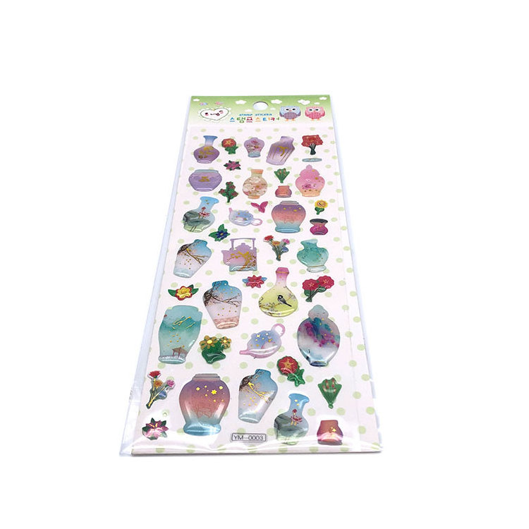 Die cut ins decorative resin vinyl PVC epoxy transparent summer flower 3d crystal sticker