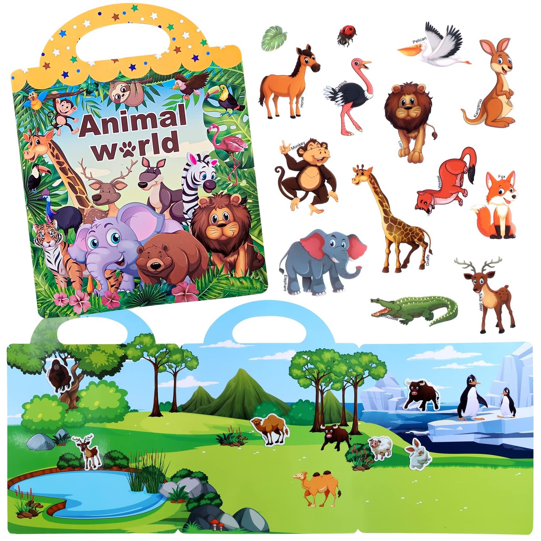 2023 kid learning animal educational activity silicone custom reusable sticker book