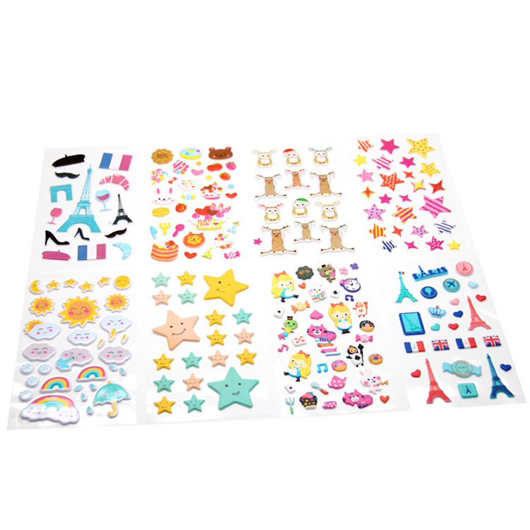 Custom Design 3d Cartoon Stickers Sheet Wholesale Removable Mouse Puffy Kids Sticker