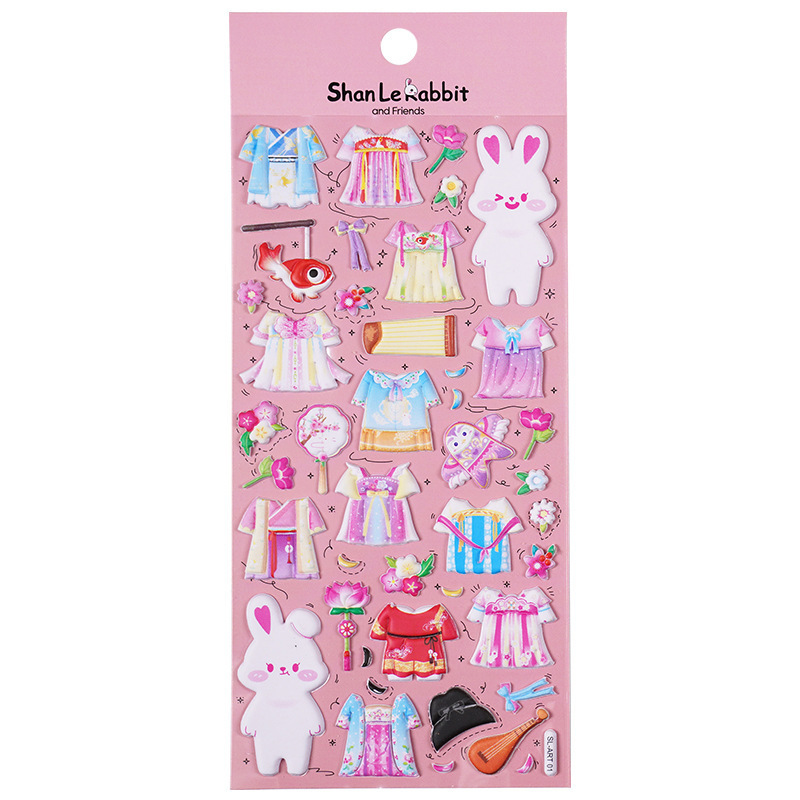 Colorful Ribbon Stickers Kawaii 3D anime puffy cartoon Stickers flowers dinosaur butterfly princess foam cute comics stickers