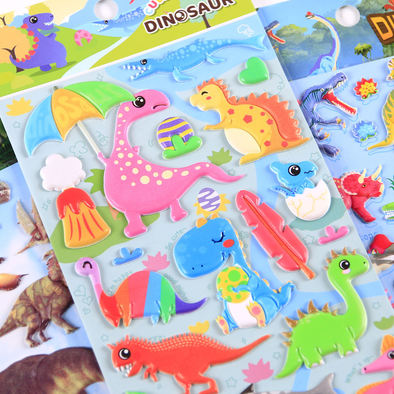 Colorful Ribbon Stickers Kawaii 3D anime puffy cartoon Stickers flowers dinosaur butterfly princess foam cute comics stickers