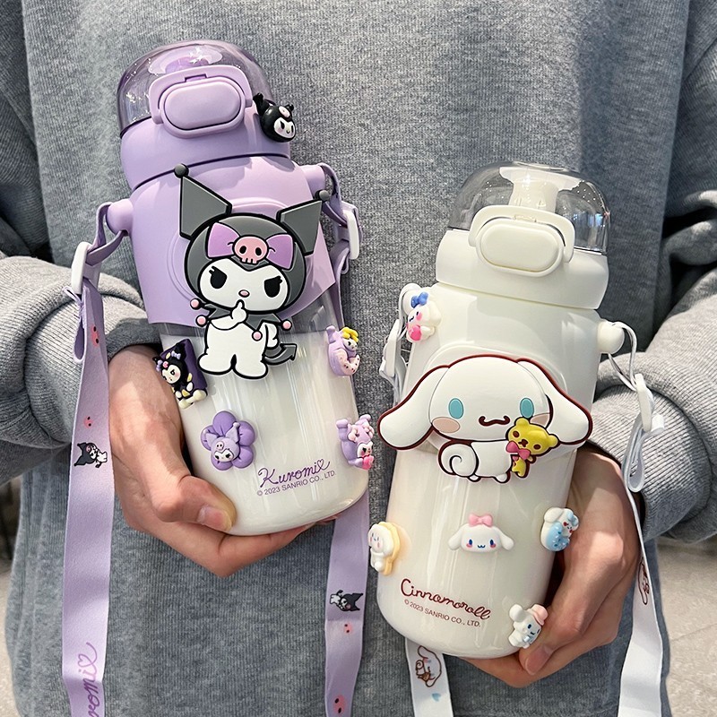 Cartoon Dog Cat Water Bottles Kids Gift Reusable Cups with Lids and Straw Clear PP Plastic Tumblers for Children Custom