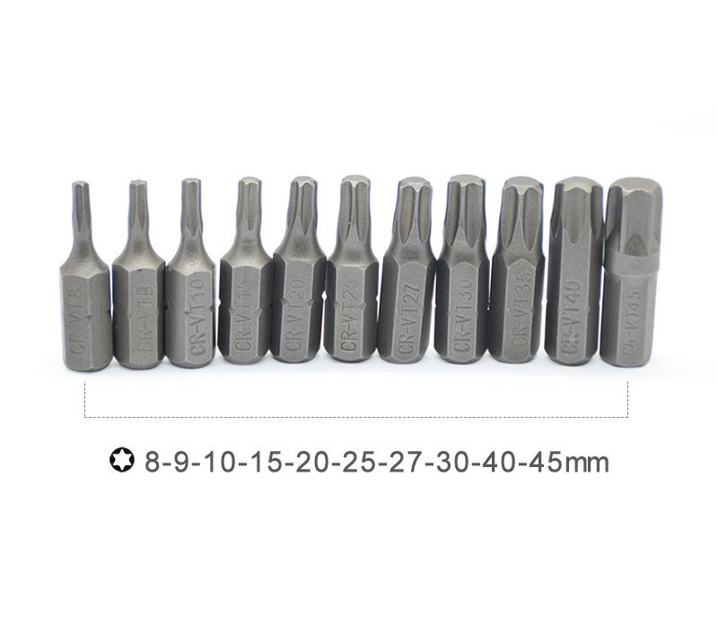 25mm CRV Torx Bits T8 T10 Repair Tools Screwdriver Bits Drill Bits Socket Set