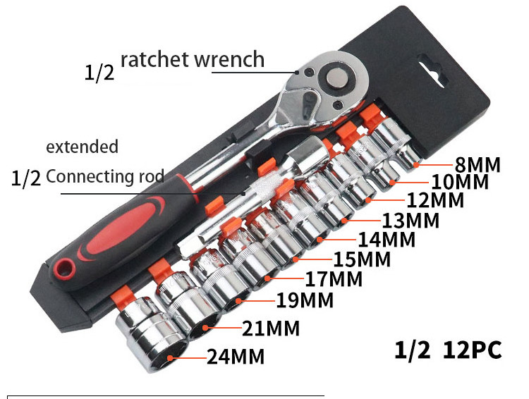 1/2 1/4 3/8 Ratchet Socket Wrench Set 72 24 Tooth Adjustable Allen Herramientas Automotive Hand Tools For Car