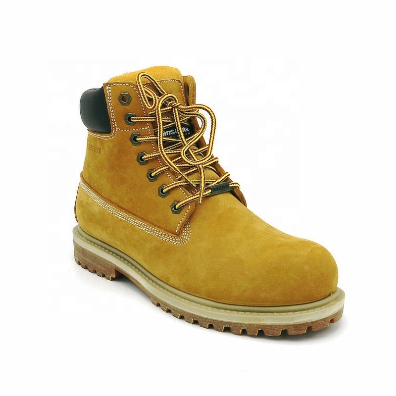 Waterproof Security Genuine Leather Safety Shoes Yellow Work Boots Men